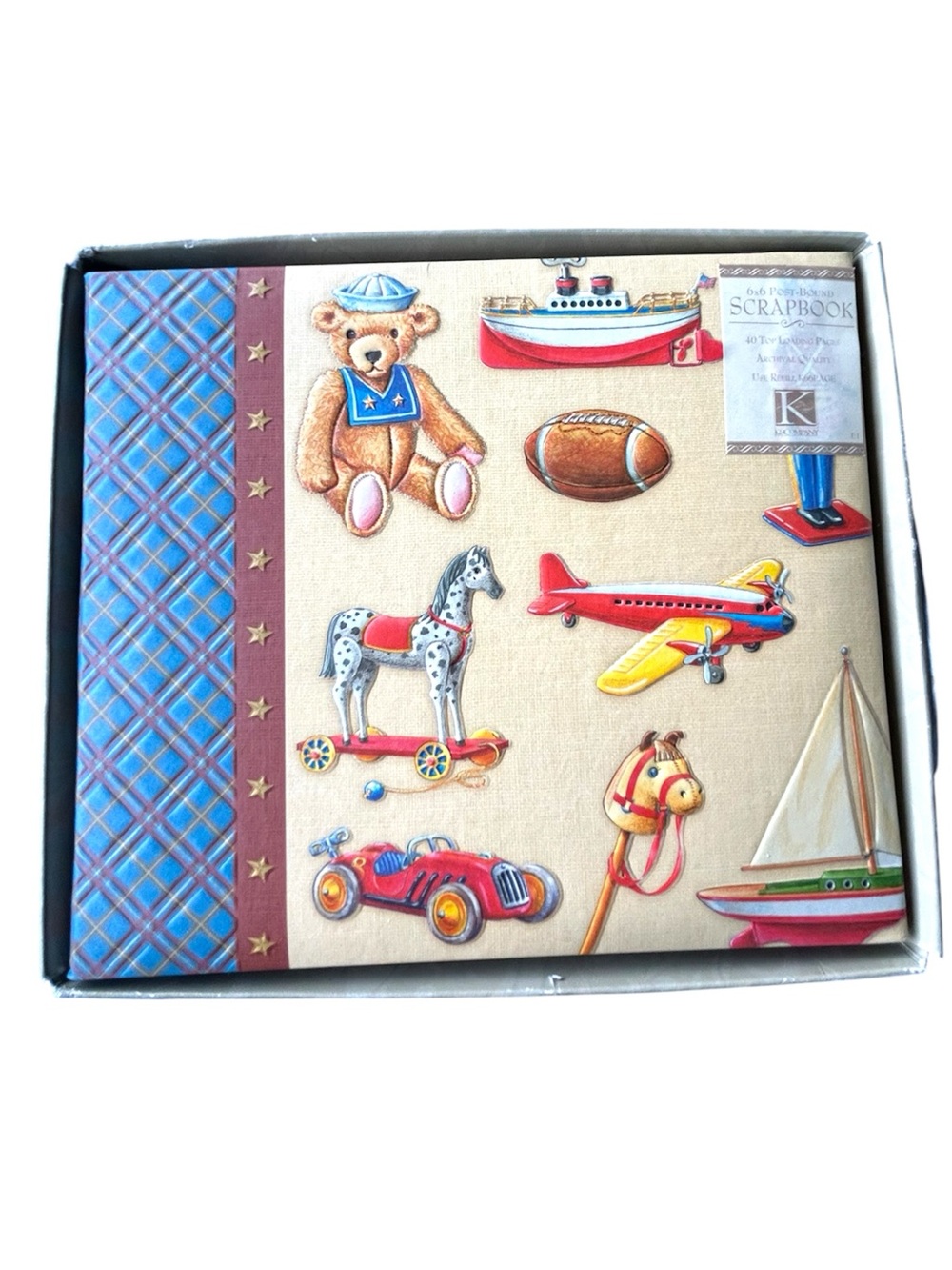 Kids Toy-Themed Scrapbook Album - Blue and Tan